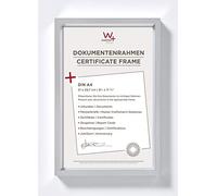 walther design Cadre Photo Argent 21 x 29,7 cm (DIN A4) avec Passe-Partout, Cadre en Plastique Style Acier ES130S