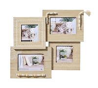 walther design Cadre Photo Naturel 2X 10x10 et 2X 10x15 cm Cadre en Bois avec Bijoux en Perles, Naturalité RY444H
