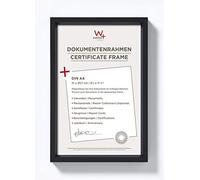 walther design Cadre Photo Noir 21 x 29,7 cm (DIN A4) avec Passe-Partout, Cadre en Plastique Style Acier ES130B
