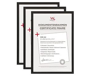 walther design Cadre photo noir 21 x 29,7 cm (DIN A4) Cadre aluminium pour documents, pack de 3, Chair Alurrahmen AJ130B3