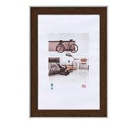 walther design Cadre Photo Noyer 50 x 70 cm avec Bord extérieur argenté, Cadre Design bohème EN070N
