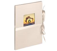 walther design Fun ML-350-W Album Photo en Accordéon avec Couverture à Fenêtre et Reliure à Ruban, pour 12 Photos au Format 10 x 15 cm, Chamois