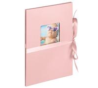 walther design Fun ML-350-BR Album Photo en Accordéon avec Couverture à Fenêtre et Reliure à Ruban, pour 12 Photos au Format 10 x 15 cm, Rose