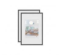 walther design Lifestyle KV025BD Lot De 2 Cadres Photo En Plastique, Noirs, 20 x 25 cm