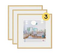 walther design New Lifestyle Lot de 3 Cadres Photo, Doré, 20 x 20 cm