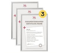 walther design Walther Lot de 3 cadres photo design AJ130S3 - En aluminium - Argenté - 21 x 29,7 cm (format DIN A4)