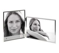 design WD115S Chloe, double cadre portrait en métal 2X 10x15 cm (1 horiz./1 verti.), argent