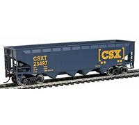 Walthers Trainline Offset Hopper-Ready to Run-CSX Transportation (Blue, Yellow; Boxcar Logo) 931-1425 Ho Scale Model Railroad - Freight Model
