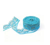 Waltonalice 2 rouleaux 20 M Spitzenband Spitze Bänder mit Glitzer-Akzent Stickerei spitzenbordüre Spitzenband Rollen für DIY-Kleidung Dekoration Scrapbooking & Handwerksprojekte Gold-Blau