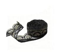 Waltonalice 2 rouleaux 20 M Spitzenband Spitze Bänder mit Glitzer-Akzent Stickerei spitzenbordüre Spitzenband Rollen für DIY-Kleidung Dekoration Scrapbooking & Handwerksprojekte Gold-Schwarz