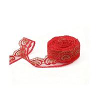 Waltonalice 2 rouleaux 20 M Spitzenband Spitze Bänder mit Glitzer-Akzent Stickerei spitzenbordüre Spitzenband Rollen für DIY-Kleidung Dekoration Scrapbooking & Handwerksprojekte Gold-Rot