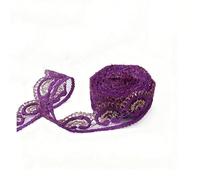 Waltonalice 2 rouleaux 20 M Spitzenband Spitze Bänder mit Glitzer-Akzent Stickerei spitzenbordüre Spitzenband Rollen für DIY-Kleidung Dekoration Scrapbooking & Handwerksprojekte Gold-Violett