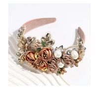 Waltonalice Bandeau de fleurs hawaïen avec perles et roses - Design en maille confortable - Pour mariage, fête, voyage, champagne