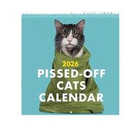 Waltonalice Calendrier mural 2026 pour chats - 21 x 21 cm - Calendrier mensuel à suspendre - Calendrier mensuel - Calendrier de séparation journalier pour les amoureux des chats - Chat bleu en colère