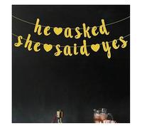 Waltonalice he Asked she Said yes Bannière avec cœur Décoration de demande en mariage Guirlande à paillettes pour fête de fiançailles, demande en mariage, fête, enterrement de vie de jeune fille, fête