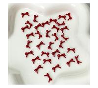 Waltonalice Lot de 100 mini nœuds pour ongles - Pierres 3D - En résine - Accessoires pour nail art - Décoration d'ongles - Pour téléphone portable - Rouge ancre