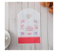 Waltonalice Lot de 100 petits sacs cadeaux en plastique avec poignée - 21 x 13 cm - Sacs à provisions imprimés pour emballage cadeau - Shopping festif - Mode nœud