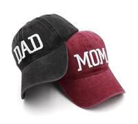 Waltonalice Lot de 2 casquettes de baseball pour maman et papa amusantes brodées papa maman casquette baseball trucker vintage cadeau pour couples, parents noir DAD + bordeaux MOM
