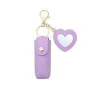 Waltonalice Mini étui à rouge à lèvres avec miroir, porte-clés en cuir, sac à baume à lèvres, pendentif de sac, mini étui pour gloss à lèvres, violet