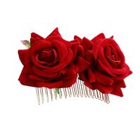 Waltonalice Peigne à cheveux rose pour mariage, fiançailles, bal de fin d'année, fête, rouge moyen, 1 pièce