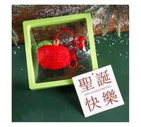 Waltonalice Porte-clés de Noël en crochet fait à la main - Pendentif rétro avec cloche - Pour sacs, clés de voiture, pomme + boîte flottante + carte de vœux