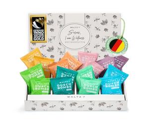WALTZ 7 Set Bombes de Douche, 16 Sachet, 8 Senteurs, Aromatherapie, Calmant, Revigorant et Relaxant, Idee Cadeau Homme, Femme, Maman, Papa, Grand Mere, Coffret Beaute