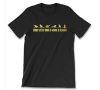 Wamake Every Little Thing is Gonna Be Alright Men's Shirt Sparrow Nest Birds Lovers Black XXL