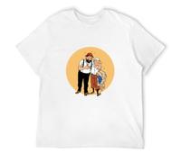 Wamake Lightn T-Shirt Tin-Tin Et Le Capitaine Men's T Shirt White 3XL