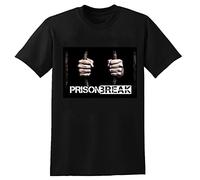 Wamake Prison Break Print Casual Round Neck T Shirt Black M