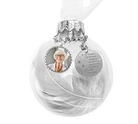 Wamantic Boules de Noël Personnalisée Cadeau - Noël Decoration Boules de Plumes avec Photo et Nom Pendentif Commémoratif Transparente à Suspendre Decor Memorial 2024 pour Famille