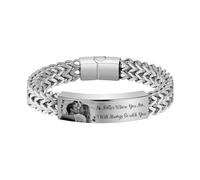 Wamantic Bracelet Homme Personnalisé en Acier - Bracelet avec Photo ou Nom Gravé, Bracelets Couple Copains, Cadeau Noël 2025 pour Lui, Cadeaux de Noël Personnalisés, 18cm, Acier inoxydable, Pas de
