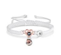 Wamantic Bracelet Projection Photo Personnalisé Rond - Bracelet Bijoux Homme Femme avec Photo à l’Intérieur Cadeau Noel Anniversaire Couple Maman Papa
