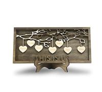Wamantic Cadeau Fête des Mères Arbre Généalogique Personnalisé Signe en Bois Plaque de avec 2 à 9 Noms Cadre d'arbre Généalogique Décoration Cadeau pour pour Maman Mamie(7-Noms)