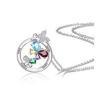 Wamantic Collier Papillon Personnalisé Femme, Pendentif Papillon avec 2-6 Pierre de Naissance Bijoux Cadeau Personnalisé pour la Saint-Valentin Anniversaire pour Mère Petite Amie (5-nom)