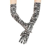 Wambere 1 paire de gants thermiques en velours pour femme avec motif zèbre, gants de soirée vintage, gants d'opéra pour cosplay, carnaval, fête, Halloween, noir/blanc, taille unique