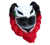 Wambere 1 paire de tresses de casque de moto - Accessoires décoratifs - Tresses dégradées - Perruque de queue de cheval tressée - Pour moto et vélo - Rouge