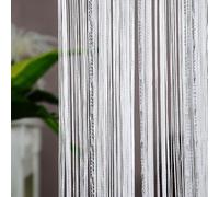 Wambere 1 rideau de 1 m x 2 m en fil de perles, rideau de porte, rideau de séparation, rideau de partition, rideau à glands, décoration de fenêtre, séparateur de pièce, blanc