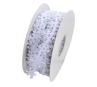 Wambere 1 rouleau de 2,2 cm de large pour sapin de Noël, flocons de neige, ruban en dentelle, ruban cadeau de Noël, ruban gaufré, flocon de neige, décoration de Noël, blanc A