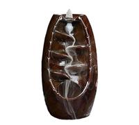 Wambere Brûleur d'encens à refoulement - En céramique - Avec 120 cônes d'encens à refoulement + 30 bâtonnets d'encens + tapis + pince à épiler + boîte en velours - Café