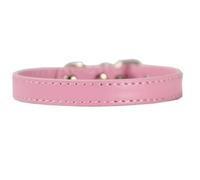 Wambere Bunte Halsbänder in Verschiedenen Größen Hundehalsbänder Katzenhalsband Hunde Halsband für Hunde aus Leder, für Welpen Kleine Mittlere Hunde, Katzen, Verstellbare Halsband,Hellrosa,1 x 25