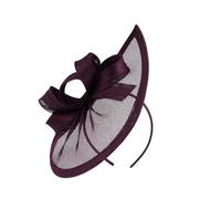 Wambere Chapeau bibi pour femme - Voile vintage - Bandeau en maille - Bijou de tête de mariée - Accessoire de cheveux - Pour mariage, fête de thé, cocktail, club de jockey - Violet foncé
