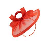 Wambere Chapeau bibi voile vintage en maille - Bijou de cheveux de mariée - Accessoire de thé, cocktail et club de jockey - Orange