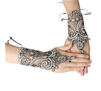 Wambere Gants en dentelle, mitaines vintage pour femme, broderie en dentelle, protection solaire, poignet de mariée, accessoires de fête, Halloween, Doré/noir, taille unique