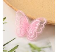 Wambere Lot de 10 écussons brodés thermocollants en forme de papillon, en dentelle, en organza, appliques en dentelle, pour la réparation, la décoration de robes, rose clair