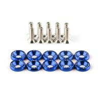 Wambere Lot de 10 rondelles universelles M6 x 20 mm en aluminium pour pare-chocs de voiture, rondelles, garde-boue, accessoires de voiture, accessoires de compartiment moteur, bleu