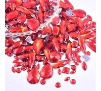 Wambere Lot de 100 strass à coudre, pierres acryliques et strass pour couture à la main, différentes formes de 4 à 30 mm, strass plats pour DIY, artisanat, décoration de vêtements, nail art