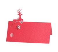 Wambere Lot de 25 cartons de table creux pour Noël, cerf, flocon de neige, cartes de siège, décoration de table, cartes nominatives à étiqueter, marque-places pour mariage, fête, Noël, rouge