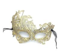 Wambere Lot de 5 masques pour les yeux en dentelle sexy - Demi-masque vénitien - Pour fête à thème, Halloween, carnaval, fête, costume, bal, cosplay, accessoires de robe fantaisie, doré