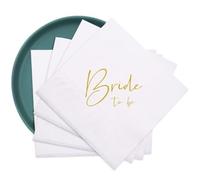 Wambere Lot de 50 serviettes de table en papier imprimées avec l'inscription « Bride to be » - Décoration de table pour fête de mariage, Noël, anniversaire, décoration de mariage - Blanc