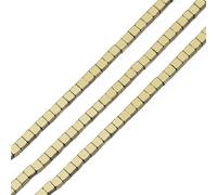Wambere Lot de 98 perles carrées, 4 mm, en verre galvanisé, perles en cristal de Bohême, perles cubiques, perles en verre cubique, pour la fabrication de bijoux, collier à faire soi-même, doré C